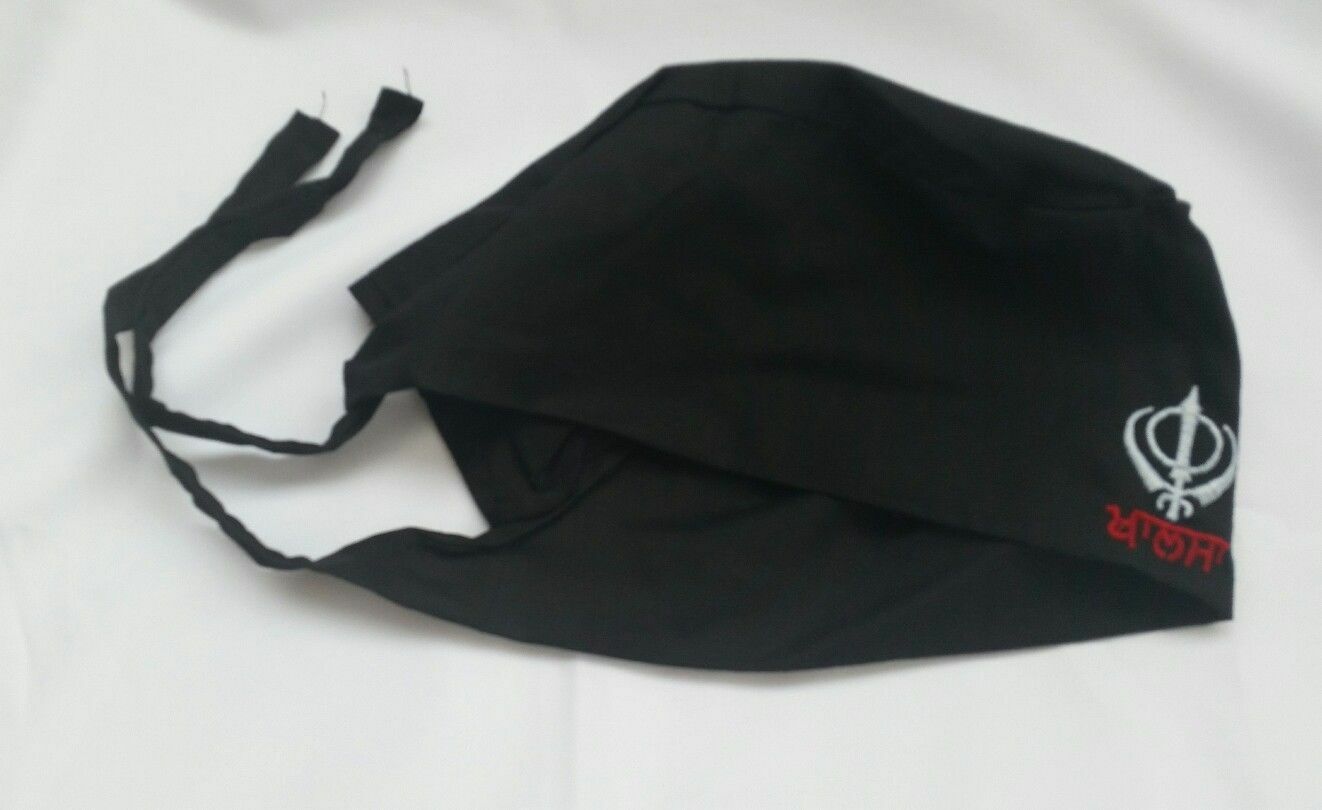 Sikh Punjabi Kids Patka Black Khanda Head Wrap Premium Cotton Infants baby Keski bandana Headgear