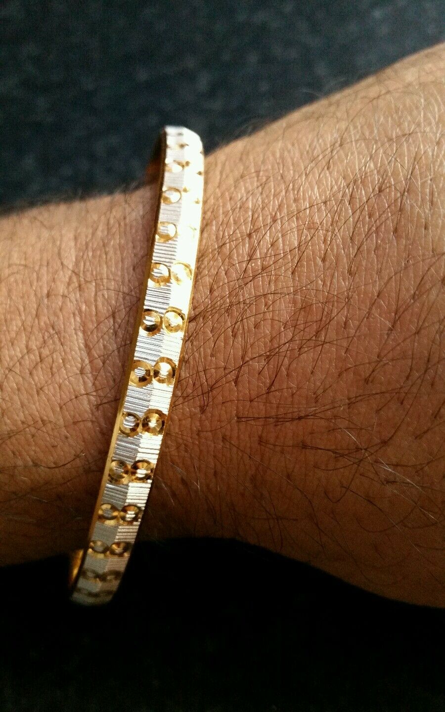 Two Tone Silver Gold Plated Designer Sikh Singh Khalsa Kara Bangle Punjabi Kada