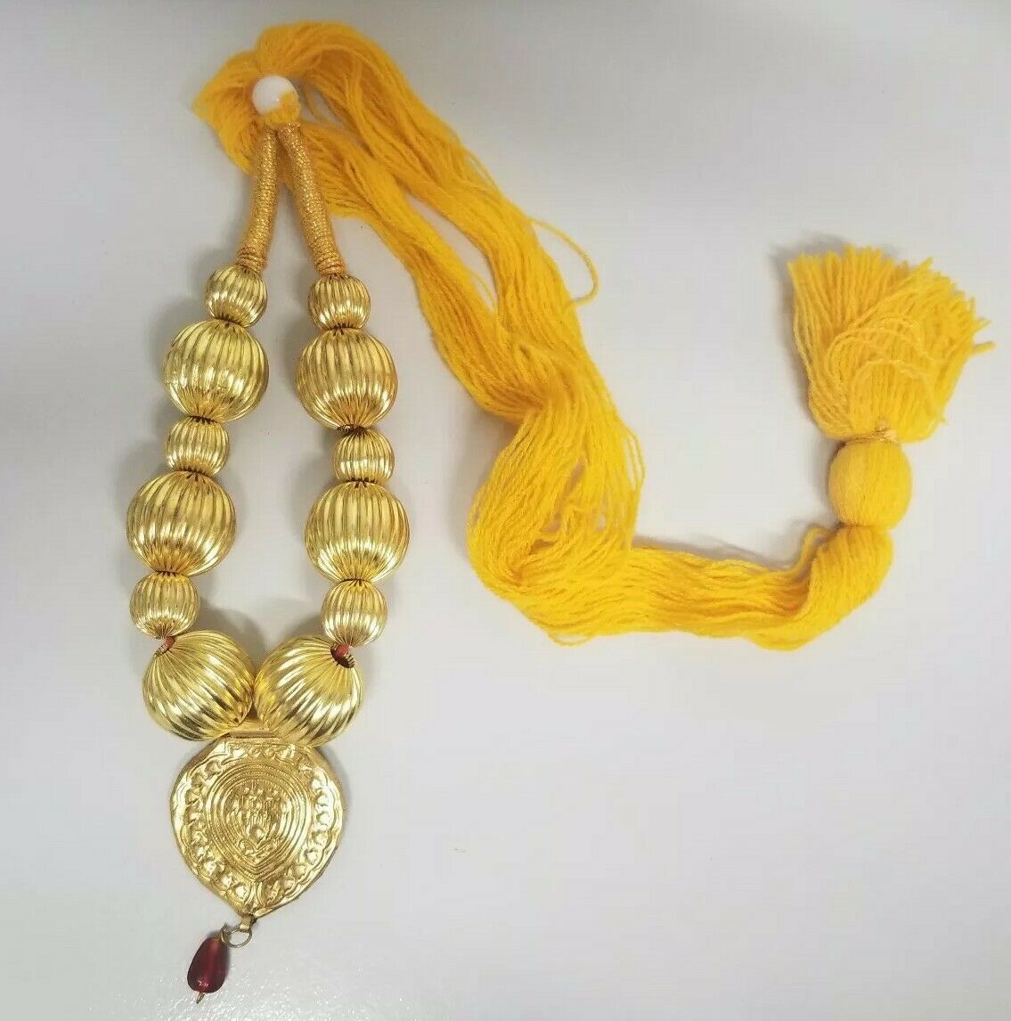Punjabi Kaintha Pendant Bhangra Giddha Folk Necklace Yellow Thread Panjabi UK