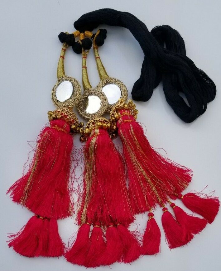 Indian Punjabi Pranda Mehndi Jagoo Mirror Bridal Patiala Paranda Hair Braids HH9