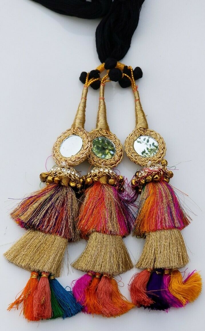 Indian Punjabi Pranda Mehndi Jagoo Mirror Bridal Patiala Paranda Hair Braids H4