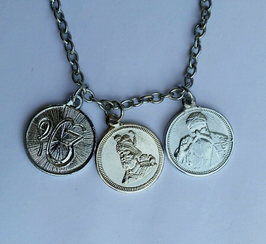 Punjabi Sikh 1 Ek Onkar Guru Nanak Ji Guru Gobind Ji Khanda Pendants Chain C12