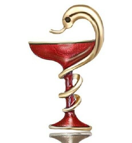 Stunning Diamonte Gold Plated Wine Glass with Snake Christmas Brooch Cake PIN WR