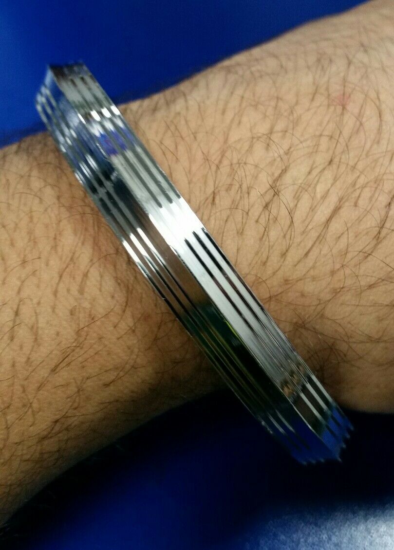 Stunning Stainless Steel CHUNKY 7 Lines Sikh Singh Khalsa Kara Sikh Bracelet D1