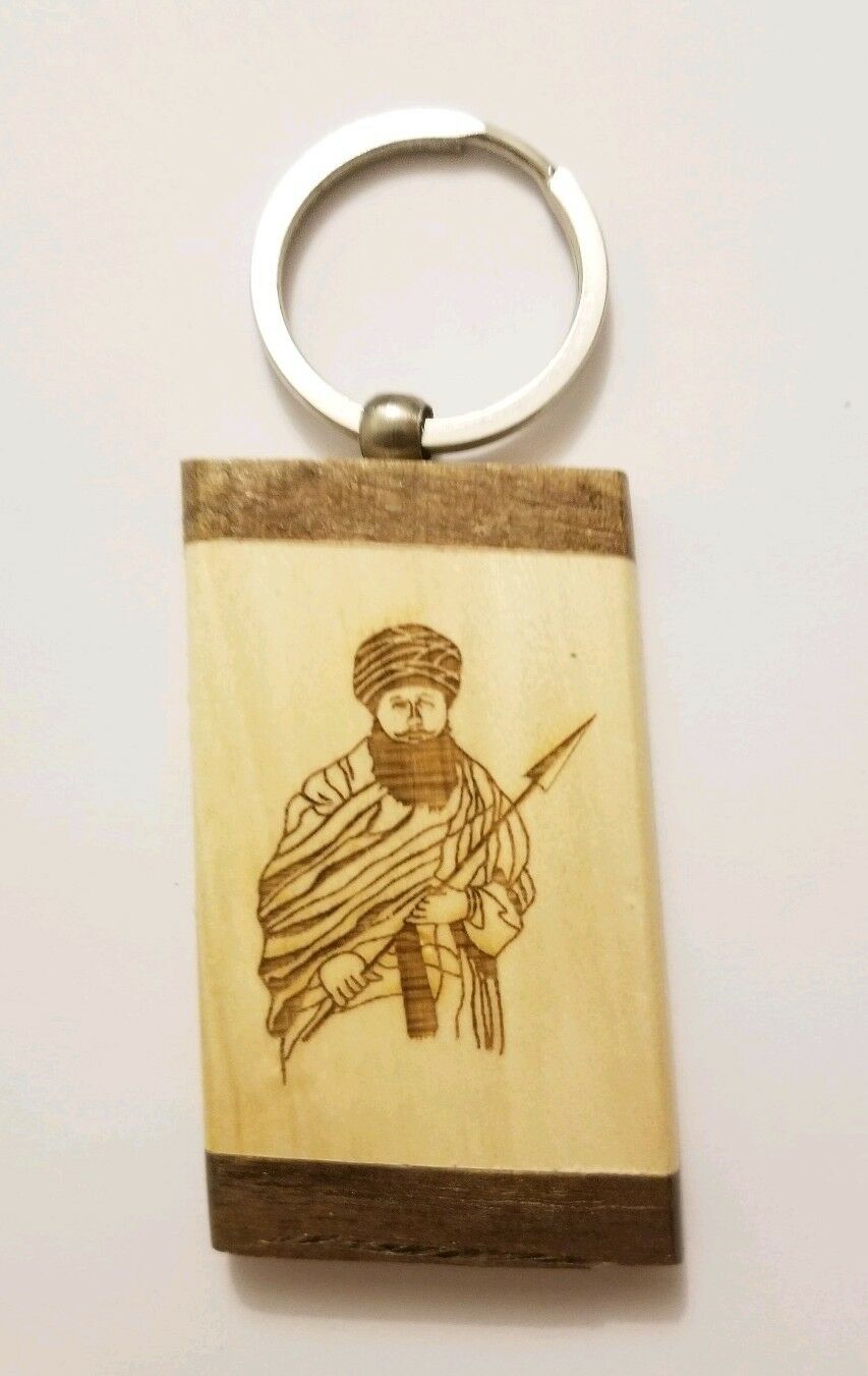 SIKH Punjabi Sant Bhindrawale Portrait WOODEN Singh Kaur Key Chain Ring Gift