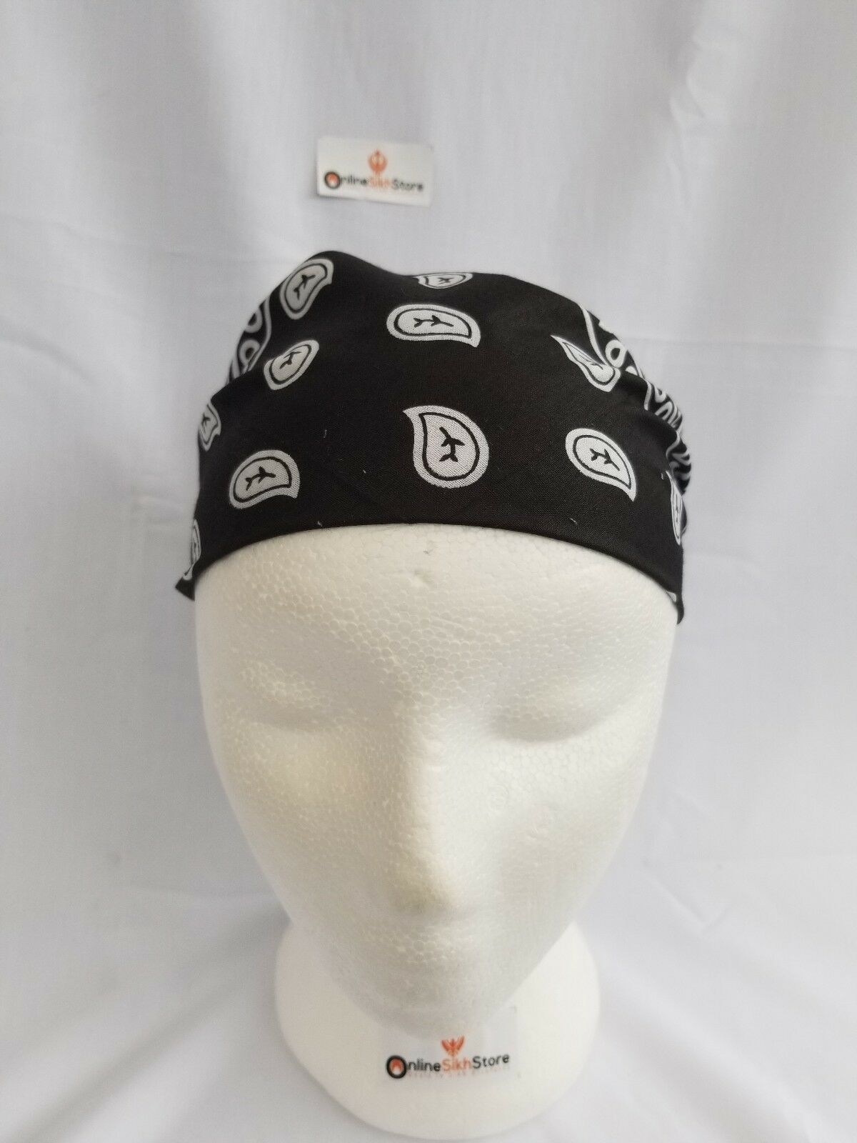 Sikh Hindu Punjabi Leaves Black White bandana Head Wrap Gear Rumal Handkerchief