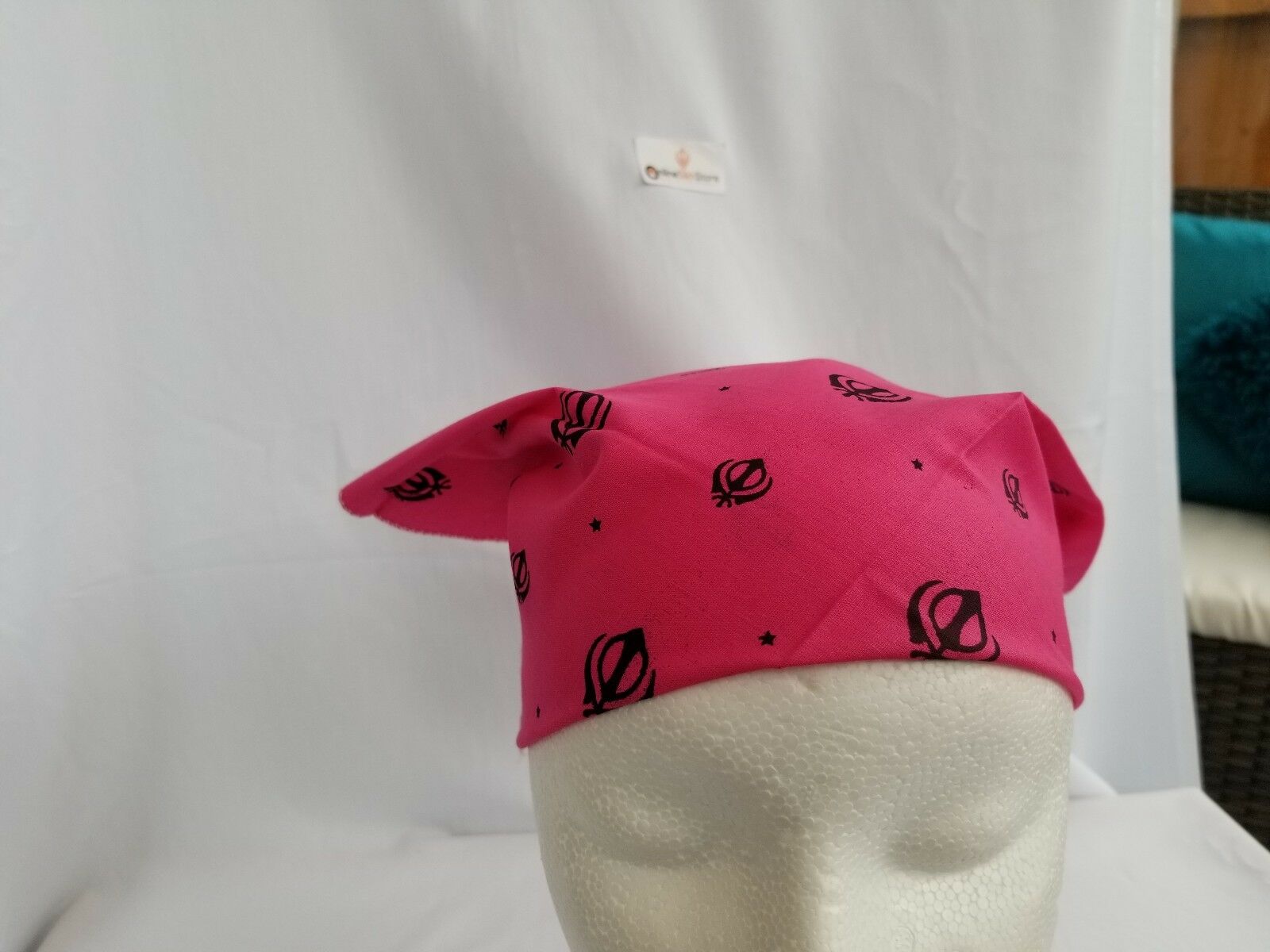 Sikh Hindu Kaur Singh PINK Khanda bandana Head Wrap Gear Rumal Handkerchief A1