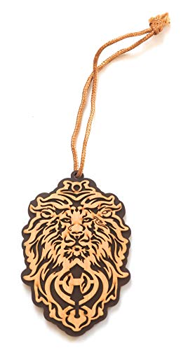 Punjabi Sikh - Pendentif en bois - Motif lion Khanda - Protection contre le mauvais œil - AAA1