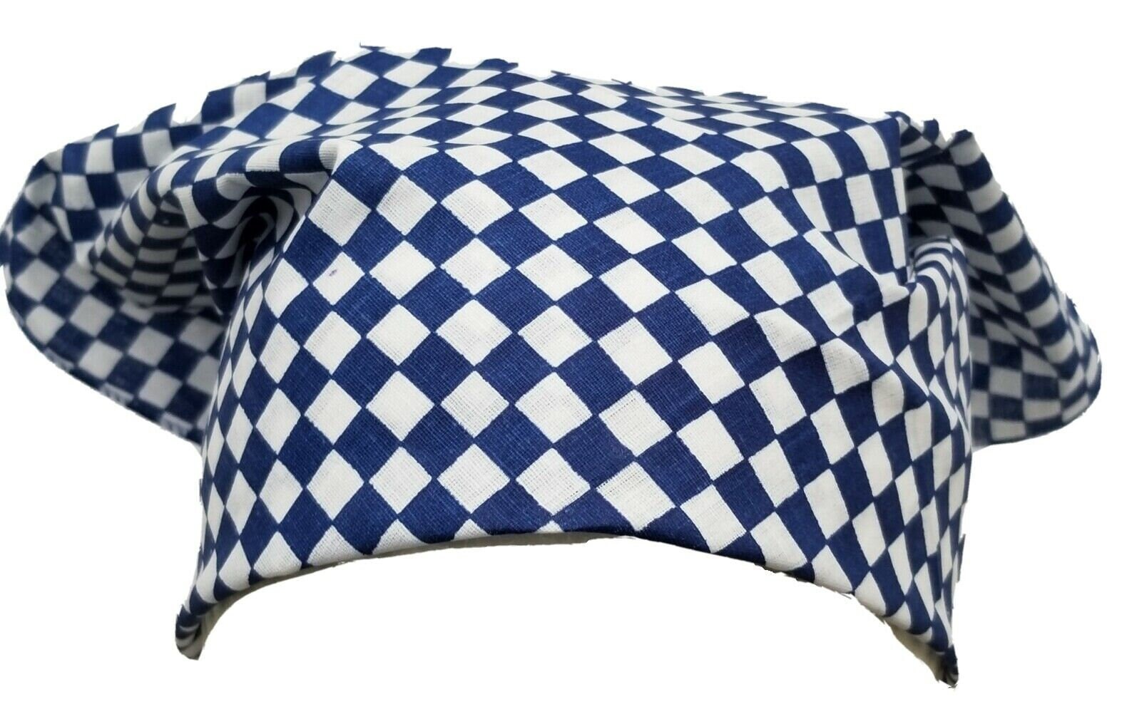 Sikh punjabi blue white boxes hindu bandana head wrap gear rumal handkerchief yy