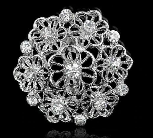 Christmas new year stunning diamonte silver plated brooch pin broach gift rr6