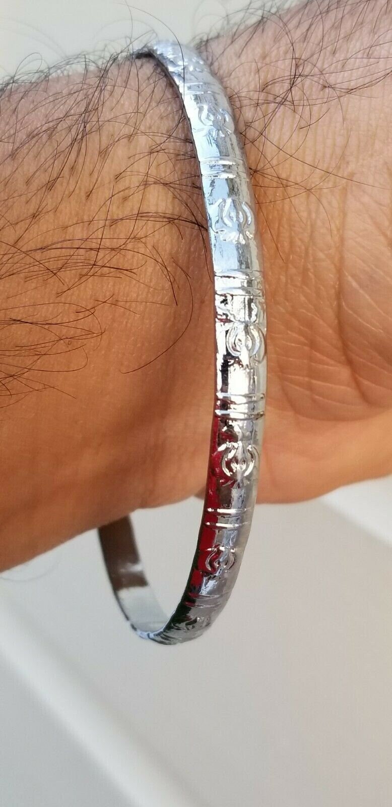Khanda kara chrome plated smooth sikh singh kaur khalsa kada bracelet bangle p9R