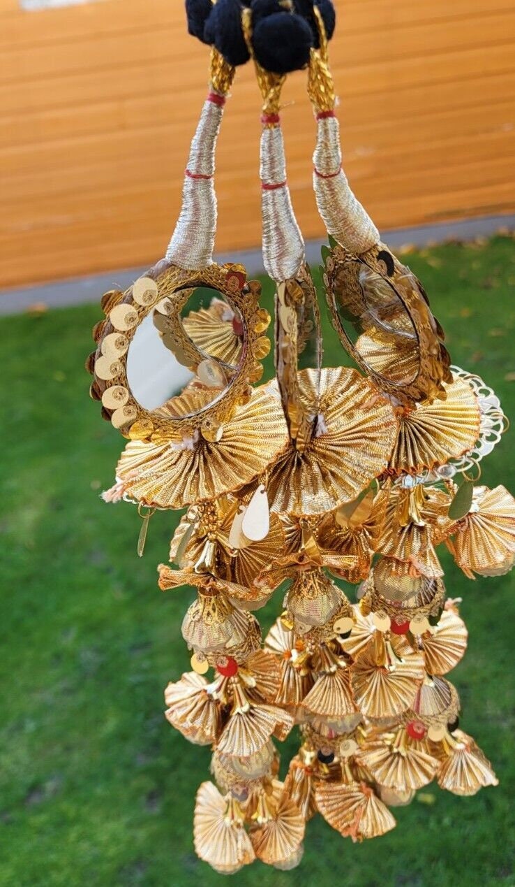 Indian punjabi parandi mehndi jaago mirror bridal patiala paranda hair braid ii5R