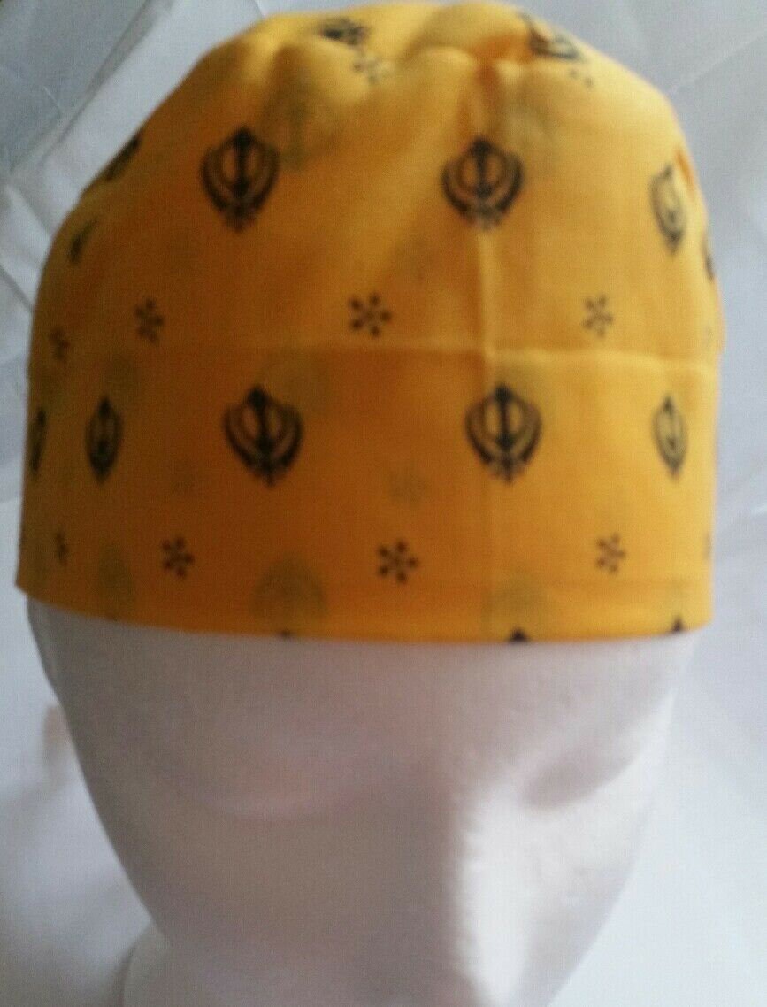 Kesari Khalsa Baby Patka Sikh Kids Turban Infant Head Wrap Khanda Orange Gift MJO Punjabi Pathka bandana