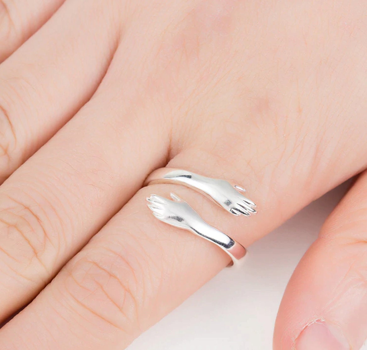 Hug ring adjustable size good luck love blessings sikh hindu muslim couple k25