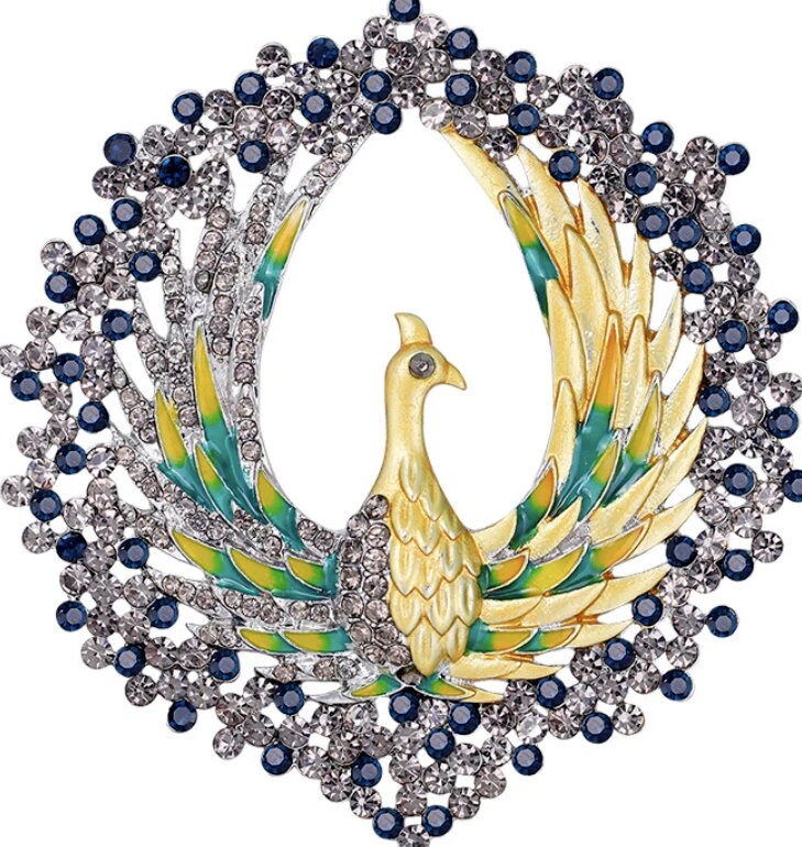 Peacock Brooch Rhinestones Silver Plated Vintage Look Suit Celebrity Pin Gift JJJ5