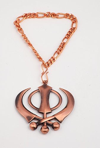 Icônes universelles galaxy karmaa couleur bronze khanda pour arrière de voiture miroir avec chaîne medium
