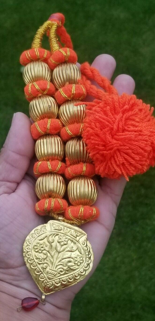 Traditional Punjabi Folk Bhangra Giddha Kaintha Necklace Orange Cultural Gidha Pendant Cultural Patiala NL