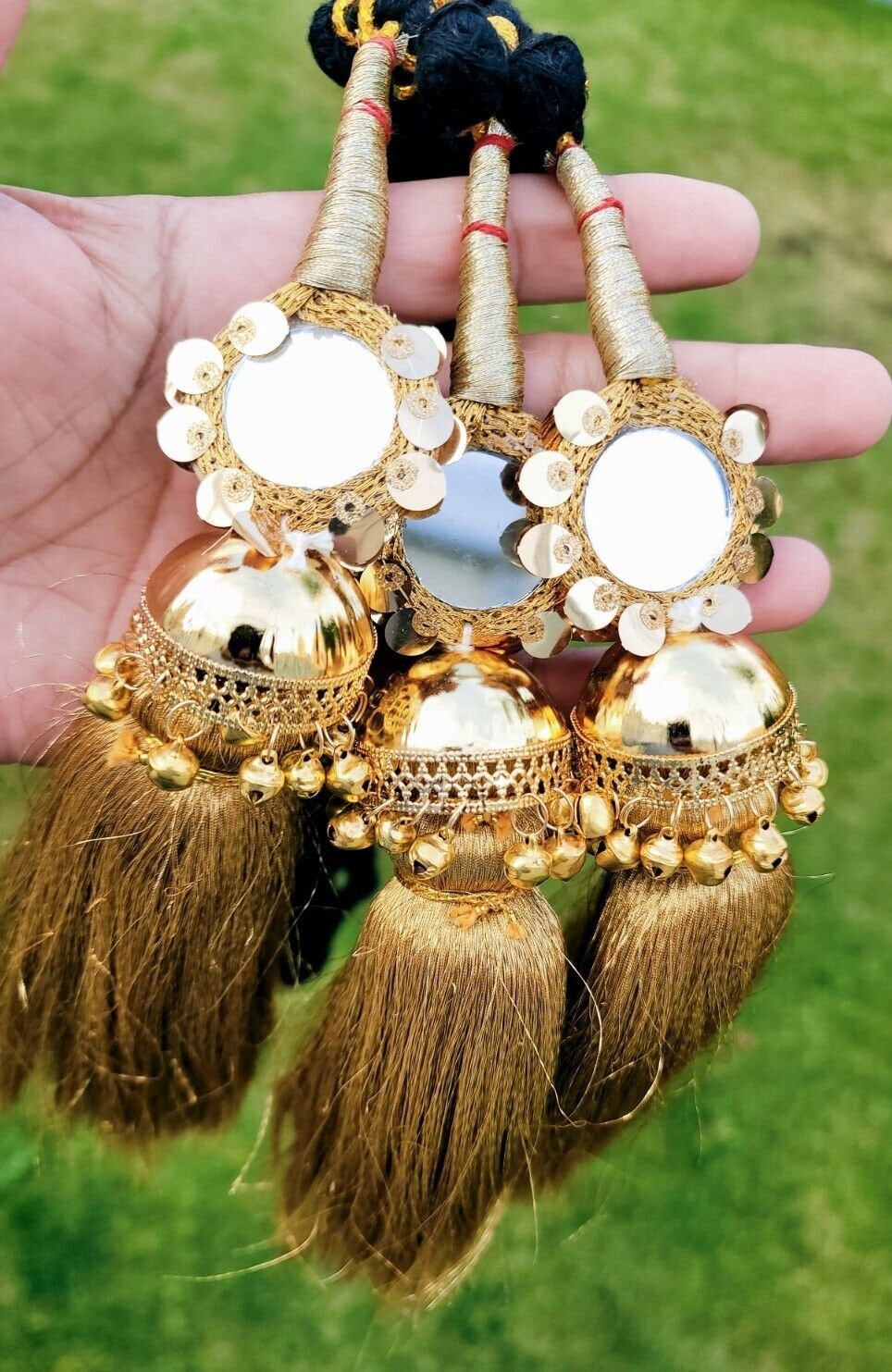 Indian Punjabi parandi Bridal Mirror Jaago Mehndi  Patiala Paranda hair braid MGa Panjabi Wedding Season