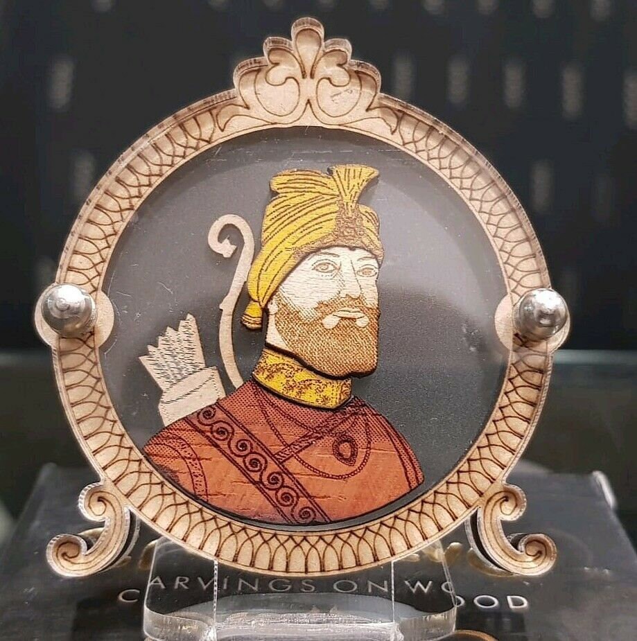 Guru Gobind Singh Ji Wooden Photo Stand Desktop Sikh Gift Wood Carved Portrait A28