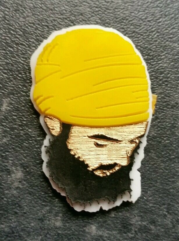 Sikh punjabi fateh yellow dumala singh khalsa acrylic adhesive back sticker a7