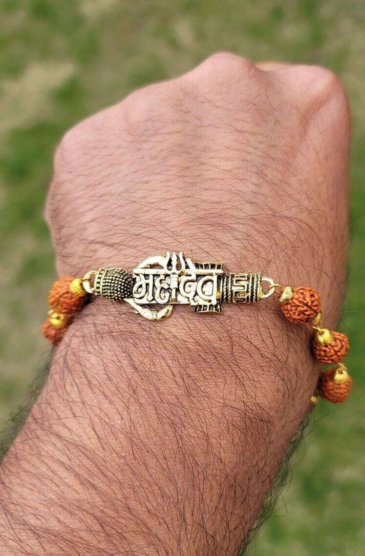 Rudraksh mala natural beads evil eye protection lucky lord mahadev bracelet cc24