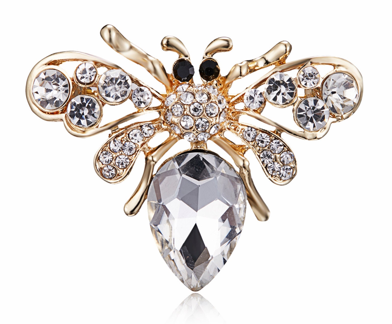 Honey bee brooch gold plated high end design celebrity broach vintage look pin a