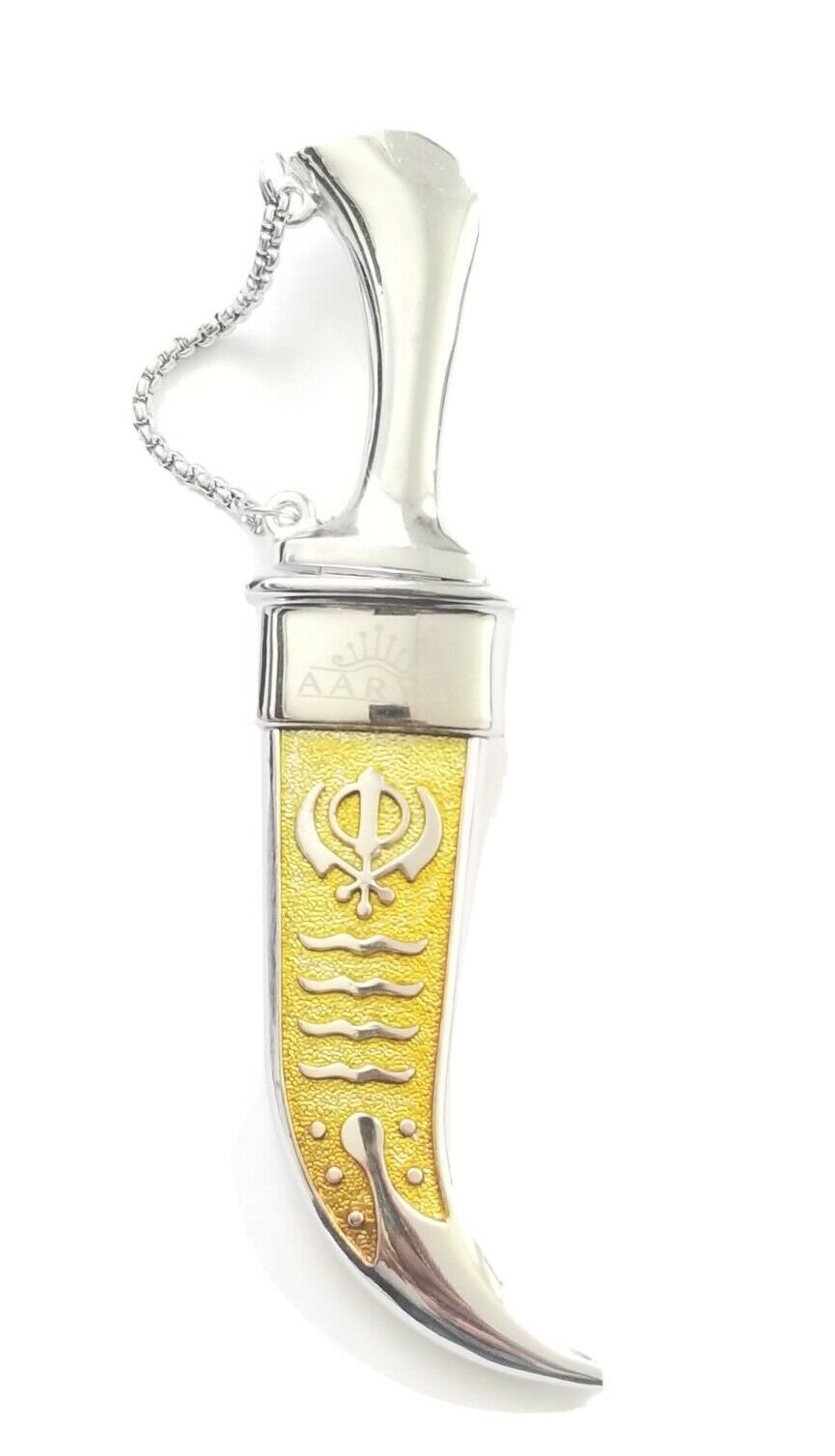 Sikh ceremonial Siri Sahib Stunning Stainless Steel Singh Kaur Kakaar 5Ks Gold2