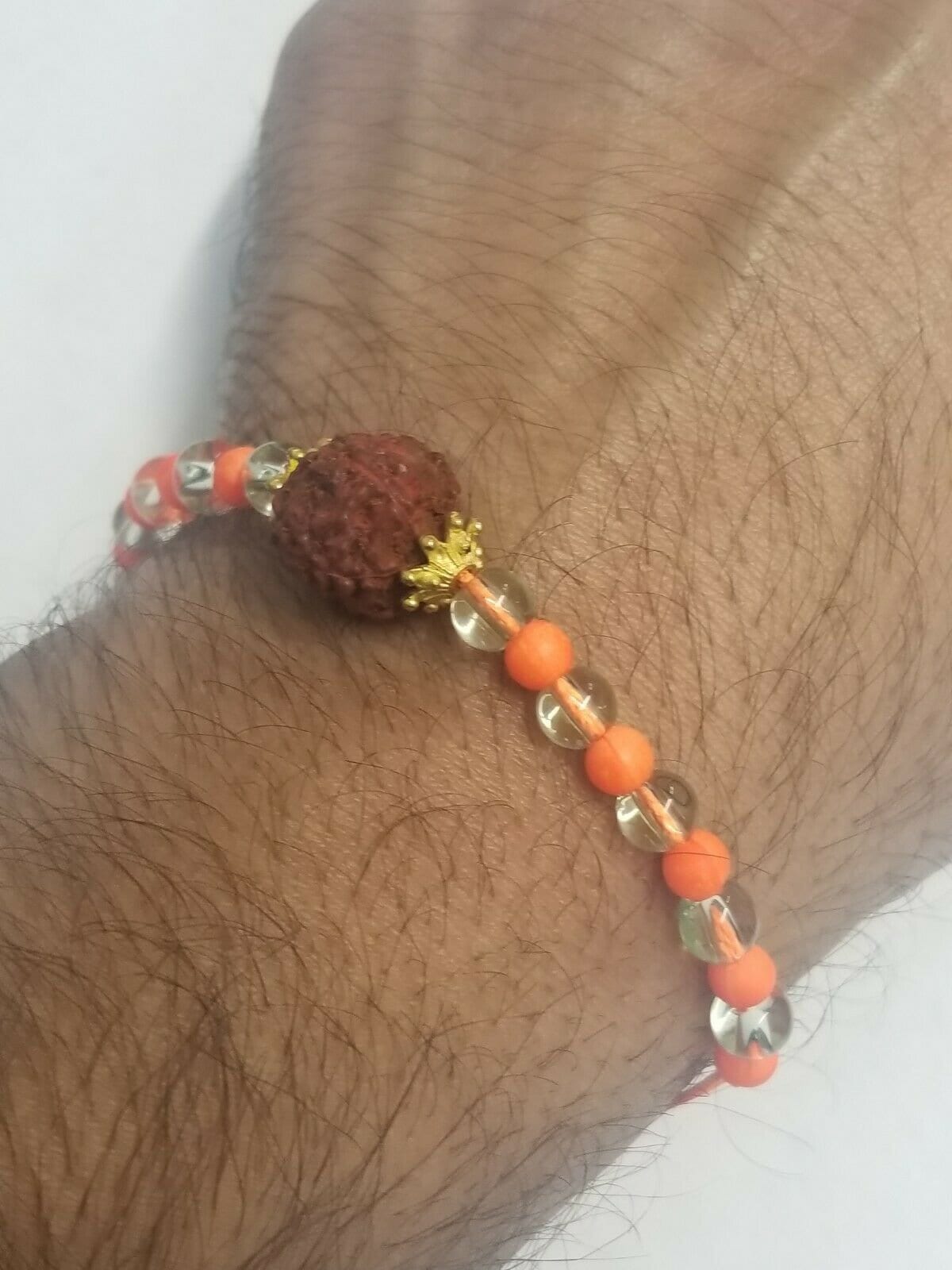 Real rudraksha bead evil eye protection hindu yogic talisman lucky bracelet ff13