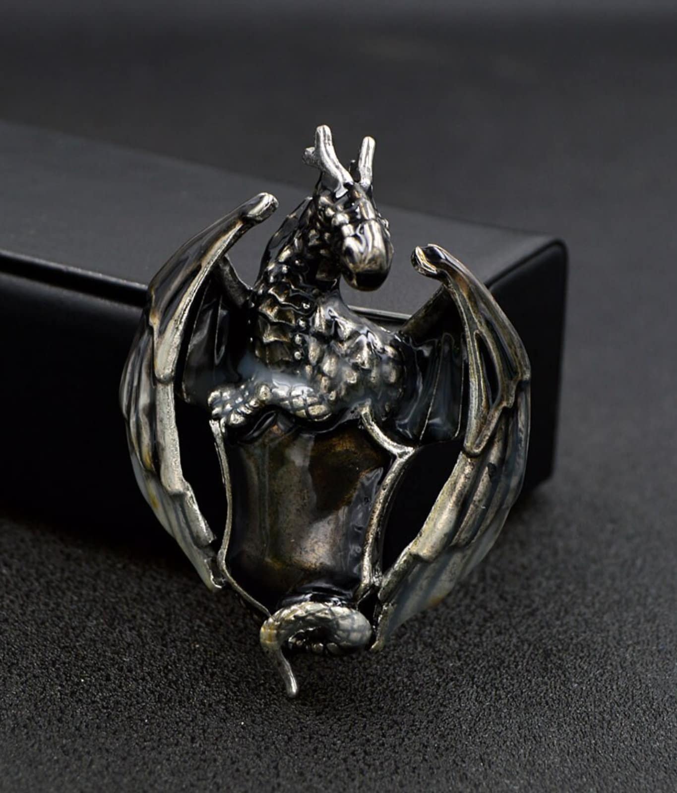 Stunning dragon shell retro vintage look silver plated royal princess design g13