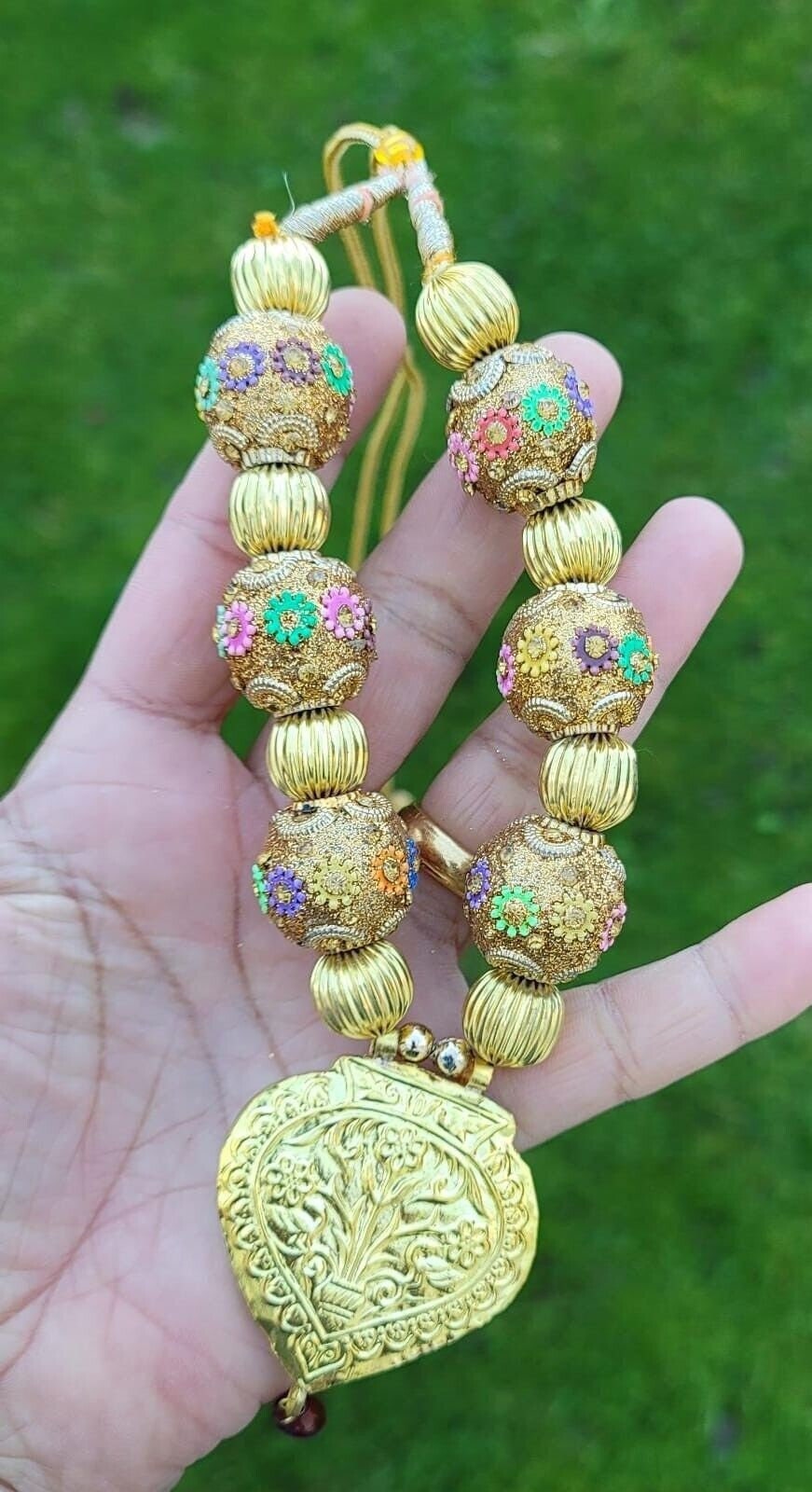 Punjabi Kaintha Folk Cultural Bhangra gidha pendant Handmade Patiala necklace TT Panjabi Culture Dori Taweet
