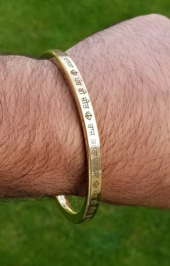 Brass kara raj karega khalsa singh kaur bangle smooth flat sikh bani kada p6
