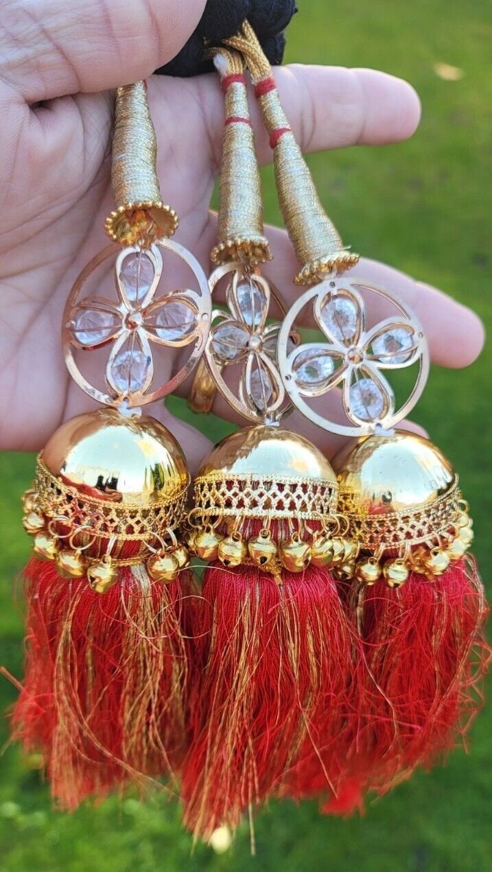 Parandi Punjabi Paranda mehndi jaago mirror Indian bridal Patiala hair braid ii1R Bollywood Handmade design dulhan Latkans