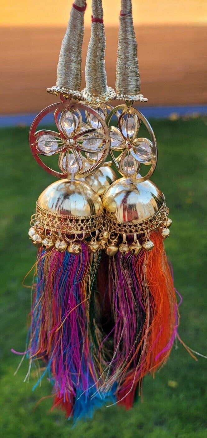 Parandi Punjabi Paranda mehndi jaago mirror Indian dulhan Patiala Hair braid ii2R Handmade Bollywood Bridal Latkans