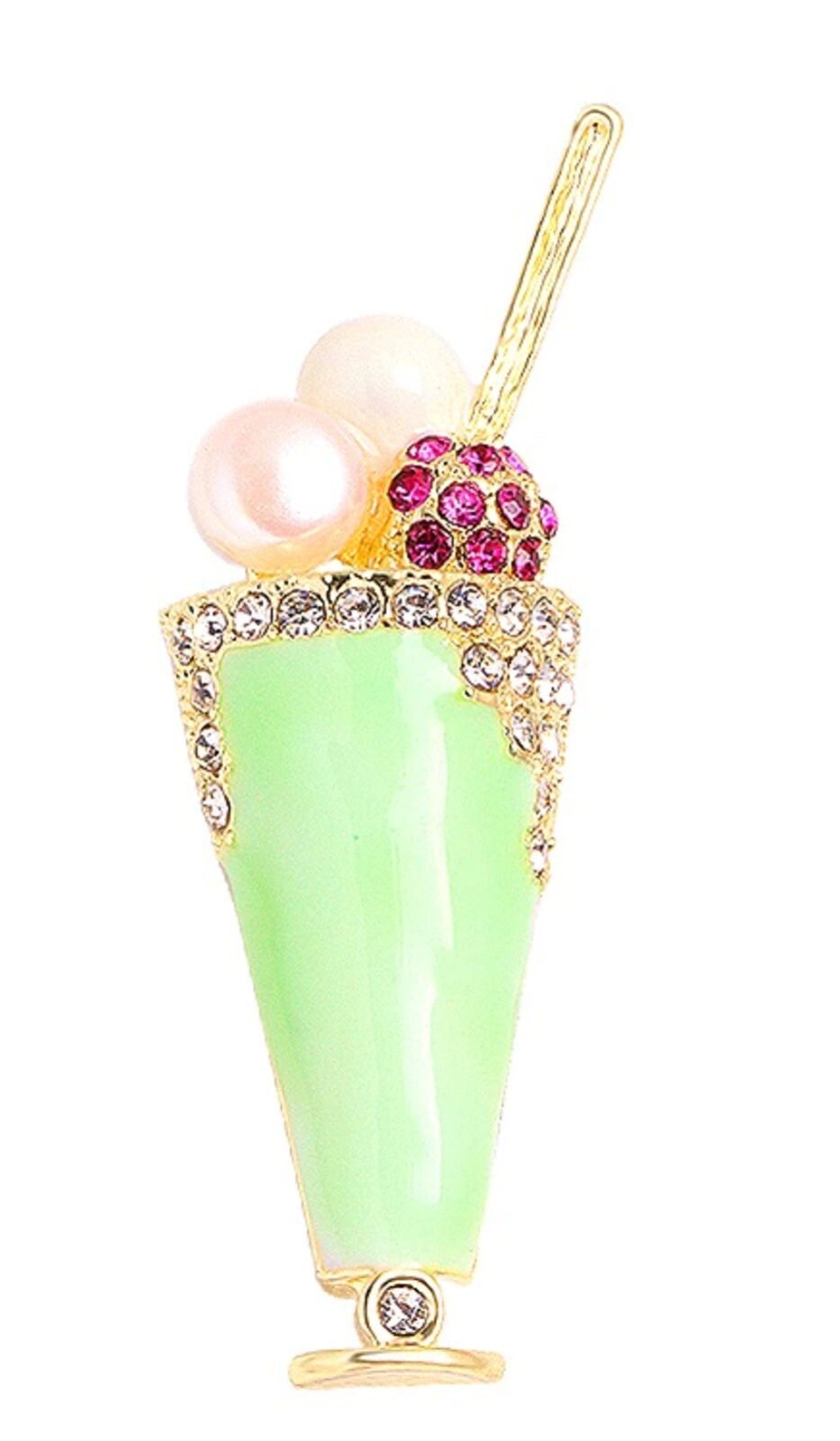 Ice cream brooch celebrity broach stunning vintage look gold plated queen pin i10