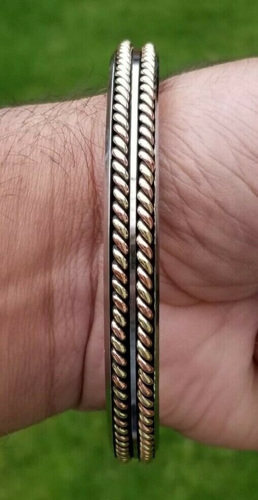 Sikh Kara Twisted Copper Brass Rope Kada Heavy Bangle Stainless Steel Khalsa B12R Singh collar
