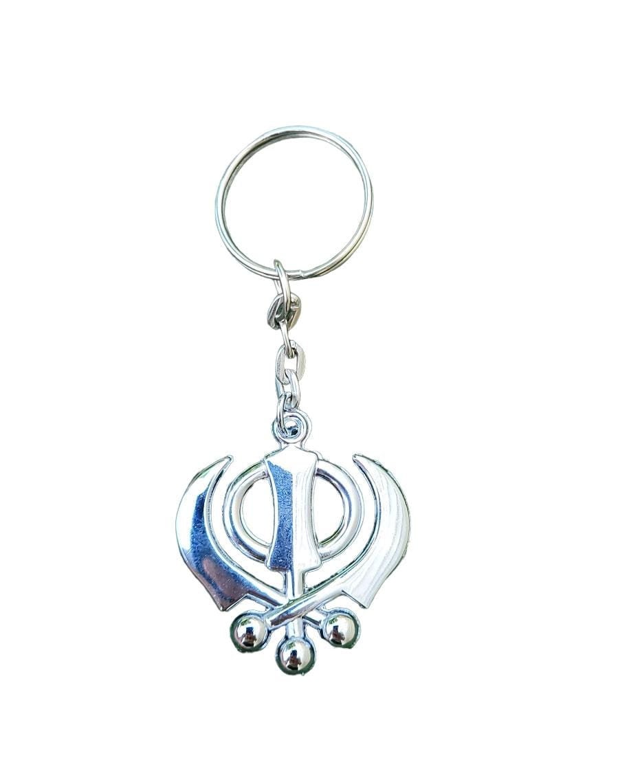 Stainless Steel Khanda Keyring Sikh Khalsa Singh Kaur Gift Key Chain Punjabi LL9R