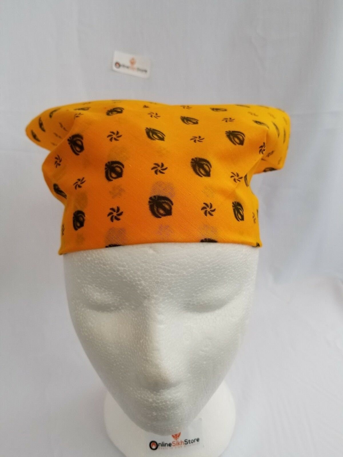 Yellow Khalsa Khanda Bandana Punjabi Rumal Head Wrap Sikh Roomal Khalsa Gift PPY Handkerchief