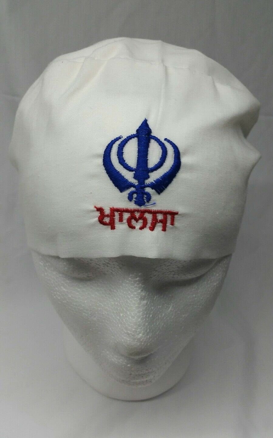 Sikh Punjabi Turban Patka Pathka Singh Khanda Bandana Head Wrap White Cotton WW9