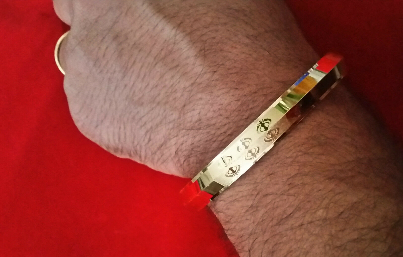 Gold or Silver Colour Engraved Khanda Sikh Kara Kada Singh Khalsa Bangle BB16