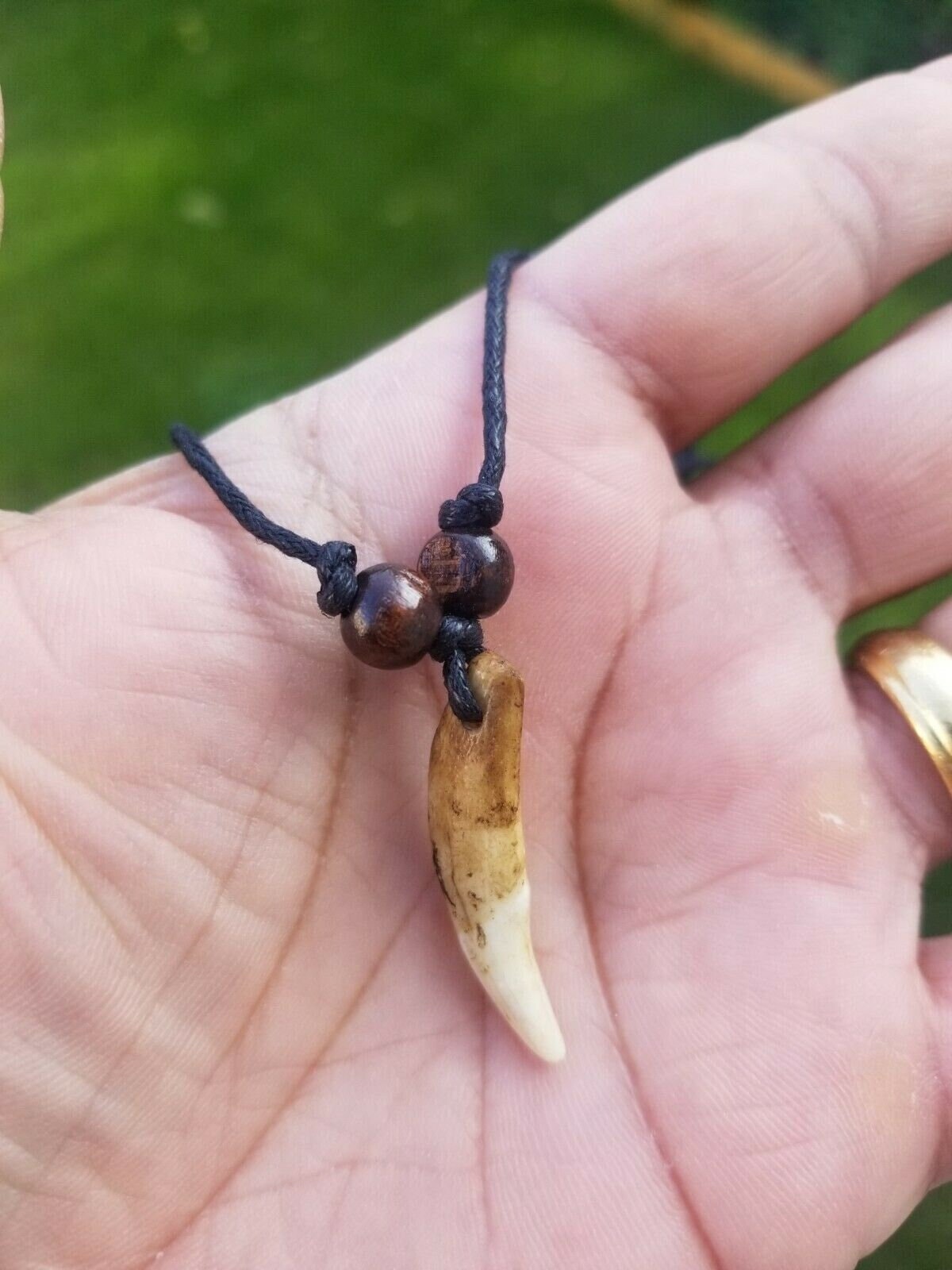 Wolf Tooth Pendant Tribal Necklace Adjustable Dori Talisman Evil Eye Shield Nazar
