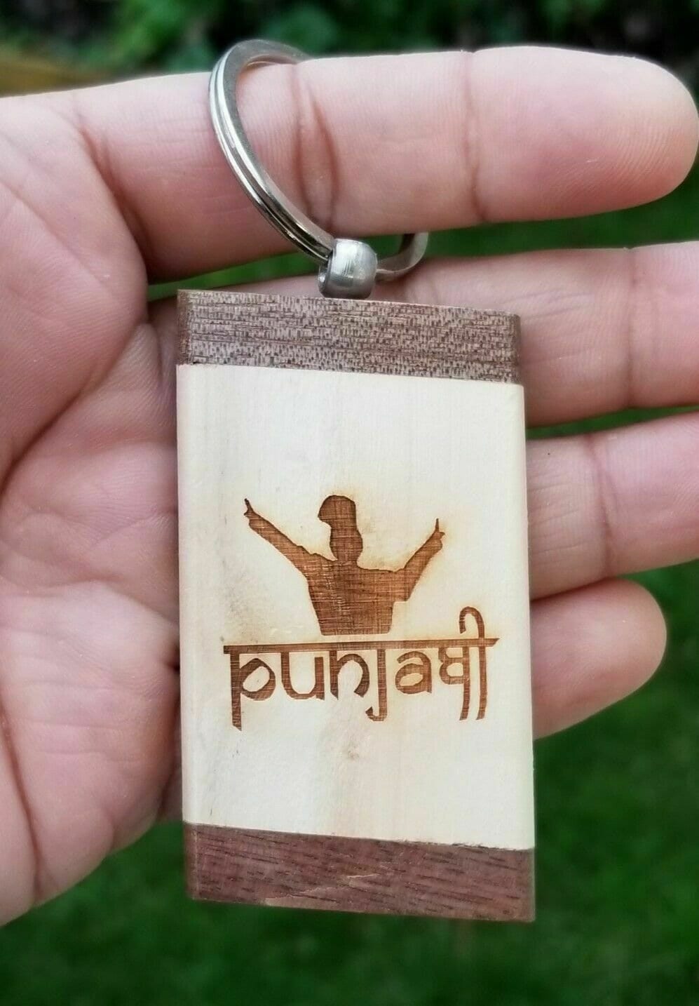 Sikh punjabi word bhangra portrait singh kaur khalsa wood key chain key ring nn