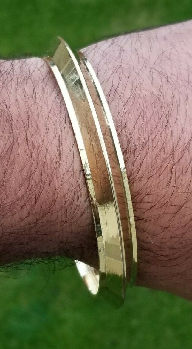 Sikh brass kara singh kaur bangle punjabi 22 ct gold look kada bracelet gift l14