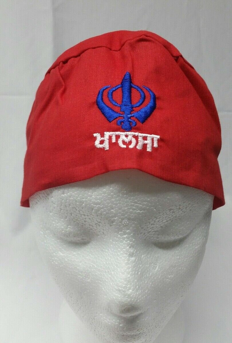 Sikh punjabi turban patka pathka singh khanda bandana head wrap red colour gift