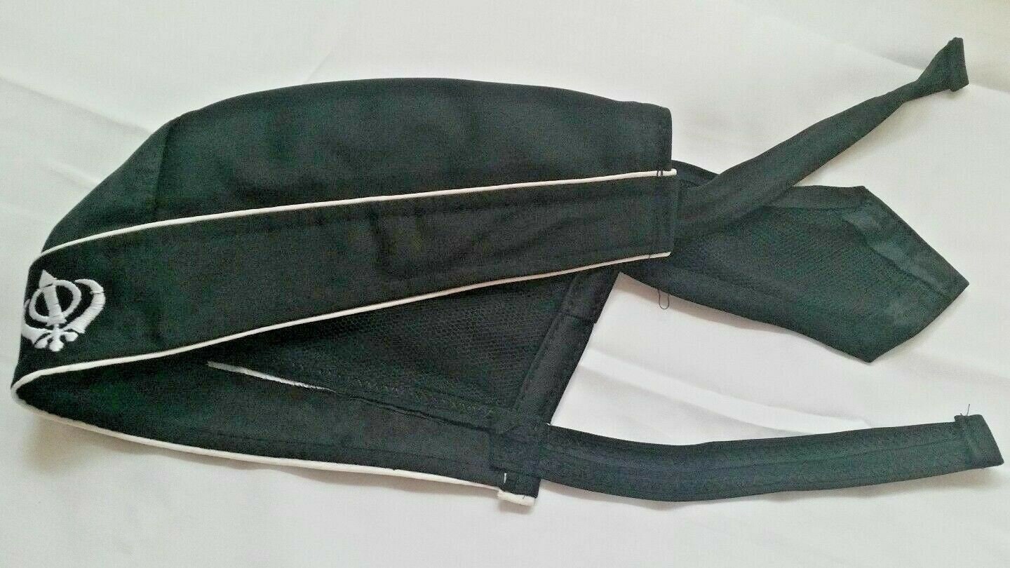 Sikh punjabi turban patka pathka khanda bandana head wrap black colour singh