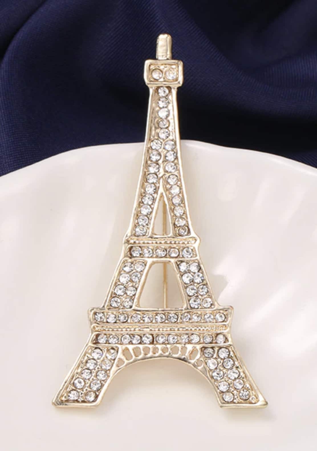 Eiffel Tower brooch paris gold silver plated designer broach celebrity queen pin i31