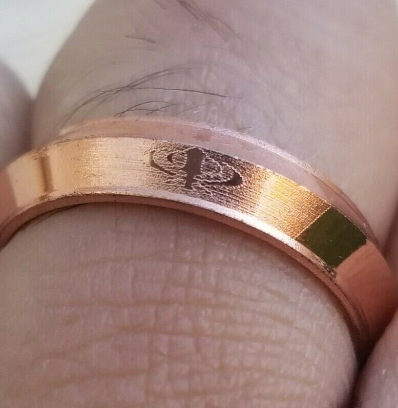 Copper color khanda ring engraved fashion sikh singh kaur khalsa challa gift h25