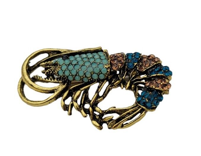 Shrimp Celebrity Brooch Stunning Vintage Look Retro Style Prawn Broach Pin R1