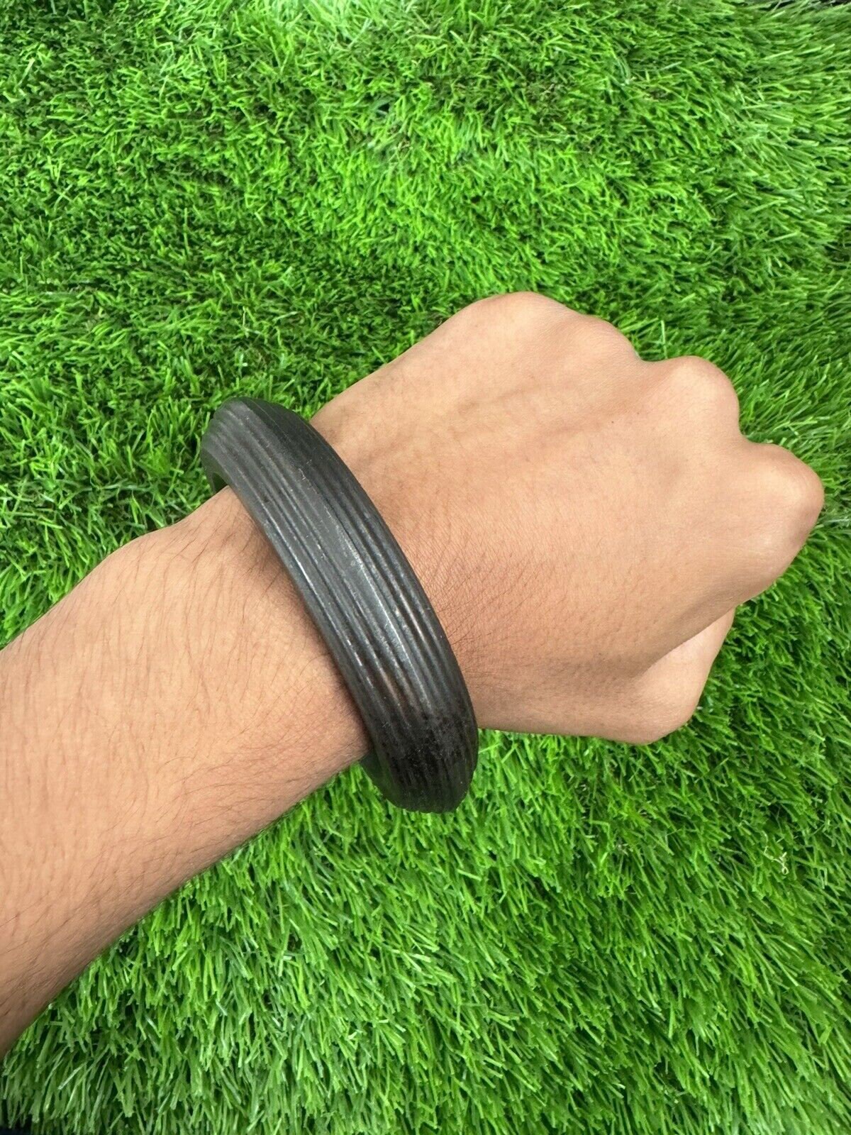 Sarbloh Kara Black Dori Edge Pure Iron Sikh Kada Heavy Khalsa Bangle OF1 Singh