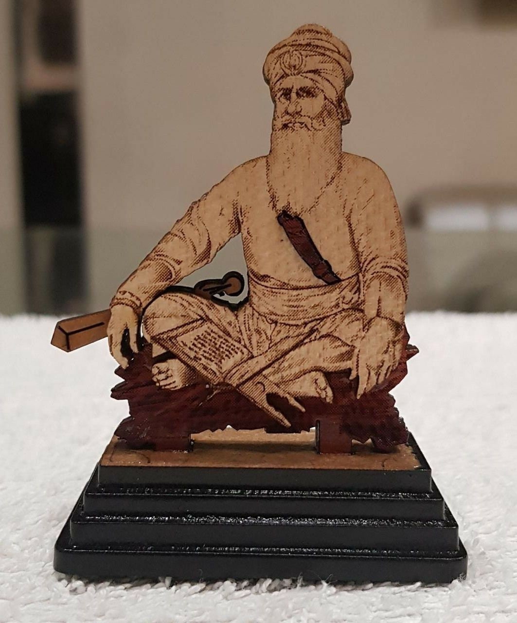 Baba Deep Singh Ji Wooden Photo Stand Desktop Sikh Gift Shaheed Wood Portrait A28