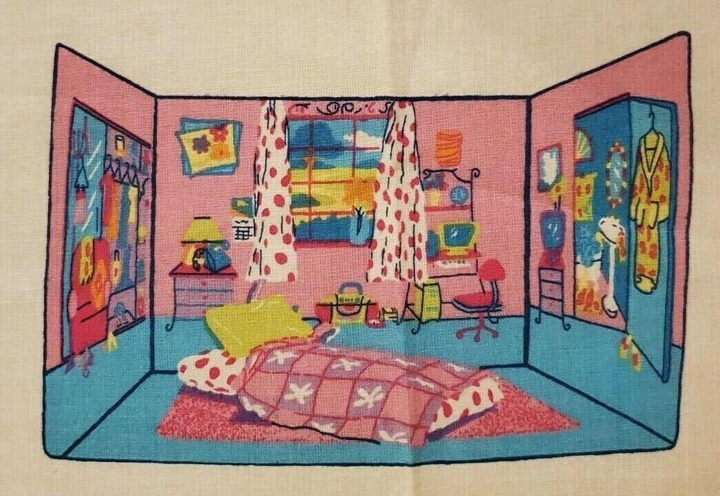 Barbie fold and go Bedroom cut and sew fabric panel uncut by springs industries